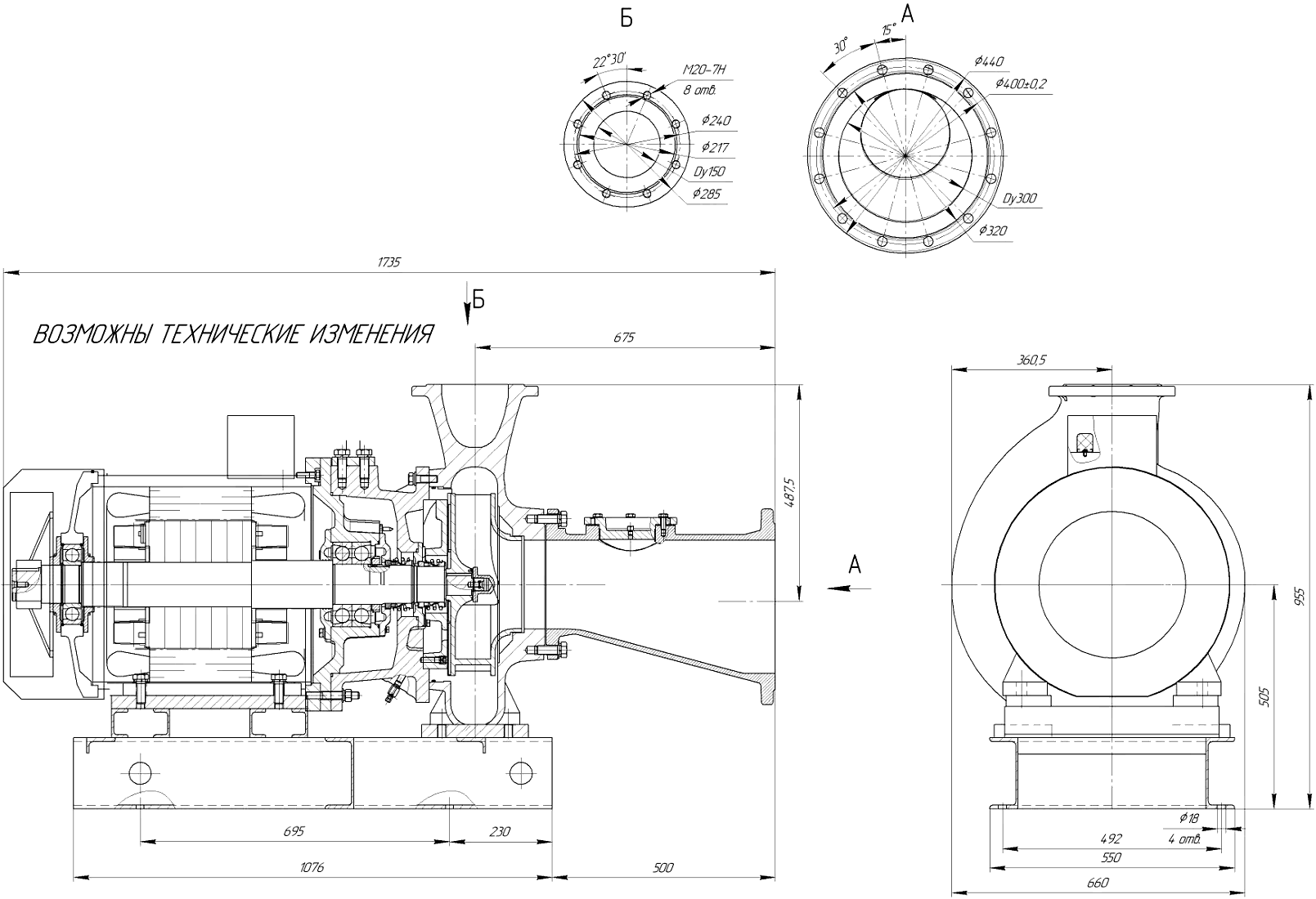Габаритные размеры насоса Иртыш НФ3 150/400.367-75/4 - горизонтальное исполнение Габаритные размеры насоса Иртыш НФ3 150/400.367-75/4 - горизонтальное исполнение
