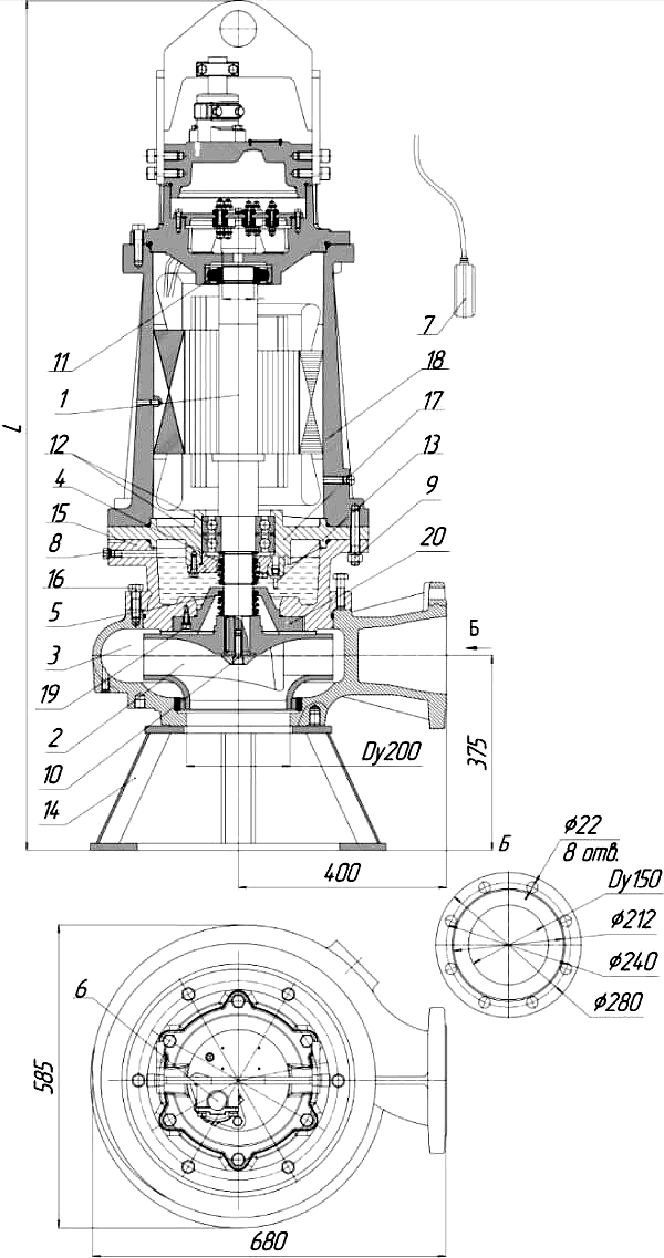 Габаритные размеры насоса Иртыш ПФ2 150/315.340-45/4 - мобильное исполнение Габаритные размеры насоса Иртыш ПФ2 150/315.340-45/4 - мобильное исполнение